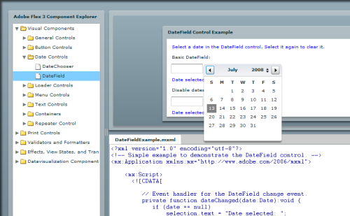 CDATA[
// チェックボックスがチェックされた時に実行されるイベントハンドラ
public function changeHandler(data:Object, v:Boolean):void {
data.selected = v;
dispatchEvent(new ListEvent(ListEvent.CHANGE));
}
~省略~
<mx:itemRenderer>
<mx:Component>
<mx:HBox>
<mx:CheckBox id="a_chk"
label="{getLabel(data)}"
selected="{getSelected(data)}"
change="outerDocument.changeHandler(data, a_chk.selected)"/>
ポイントとなるのは、2点です。まず、CheckBox の値が変化したとき、change イベントが発生したときに、itemRendererの外側にあるメソッド changeHandler() を実行している点、そして、changeHandler() メソッドの中で、dispatchEvent を使って、自分でイベントを発生させているという点です。
まとめ
以上、Flexのコンポーネントについてのあらましと、簡単なチェックボックスを持つリストを作ってみました。コンポーネントの制作の基礎知識と、どのようにしてコンポーネントを作ることができるのかを紹介しました。
今回見たように、コンポーネントを作るのは、それほど大変なことではないので、ぜひ挑戦してみてください。汎用的に使えば、コンポーネントの再利用が大いに促進されるでしょう。
また、今回作った CheckList に関しては、以下のURLでメンテナンスしていくつもりですので、実践?で使ってみたいときは、ぜひ使ってみてください。
http://www.libspark.org/browser/as3/KujiraFlexCompo/CheckL..
このサイトについて
TrackBack URL :
![http://aoikujira.com/demo/hakkaku/rc/20080713_ComponentExplorer.png